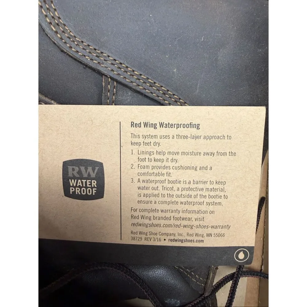 Red Wing Shoes 4404 Waterproof Steel Toe Work Boots, Size Men’s 12! NIB
